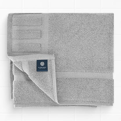 White Classic Luxury Bath Mat Floor Towel Set - Absorbent Cotton Hotel Spa Shower/Bathtub Mats [Not a Bathroom Rug] 22"x34" | 2 Pack | Light Grey