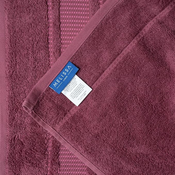 Melissa Linen, 100% Cotton Washcloths for Bathroom, 4-Piece 12x12 in Wash Cloth Set, Turkish Small Hand Towels, Soft Rags for Face and Body, (Dark Reddish Purple Washcloths)