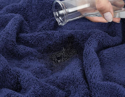 American Soft Linen Premium 3 Piece Towel Set, 1 Bath Towel 1 Hand Towel 1 Washcloth, 600 GSM 100% Cotton Turkish Towels for Bathroom, Navy Blue Towel Set