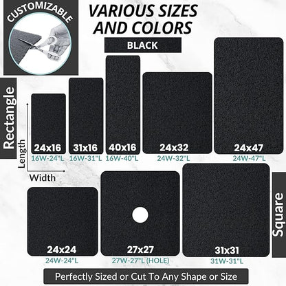 Enkosi Loofah Shower Mat with Drain Hole – Cushioned Anti-Slip Square Bath Mat for Showers, and Bathroom Floors – Textured PVC, Non Slip Safety Pad for Walk-in Stalls and Wet Areas (27x27 Black)