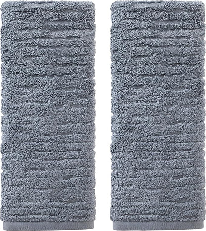 SKL Home CloudSoft Cotton Luxury 2-Piece Hand Towel Set, Smoke Blue
