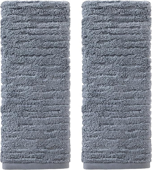 SKL Home CloudSoft Cotton Luxury 2-Piece Hand Towel Set, Smoke Blue