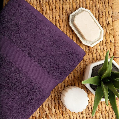 Superior Egyptian Cotton Pile 10 Piece Towel Set, Includes 2 Bath, 4 Hand, 4 Face Towels/Washcloths, Ultra Soft Luxury Towels, Thick Plush Essentials, Guest Bath, Spa, Hotel Bathroom, Plum