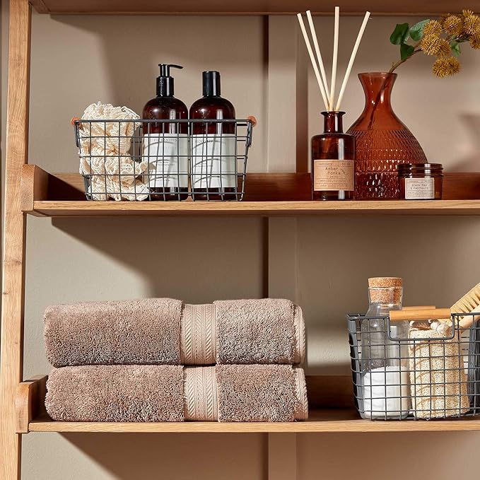 Christy Renaissance 4 Piece Brown Towel Set | 100% Egyptian Cotton | Luxury Bathroom Towels | Soft and Super Absorbent | 675 GSM | 2 Bath 2 Hand | Mink