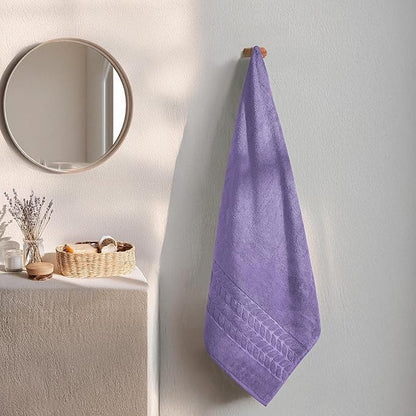 BAGNO MILANO Organic Turkish Cotton Bath Towels, Luxury Jacquard Collection, Certified Organic Highly Absorbent, Soft-Plush Towel Set (Lilac, 6 Pcs Towel Set)