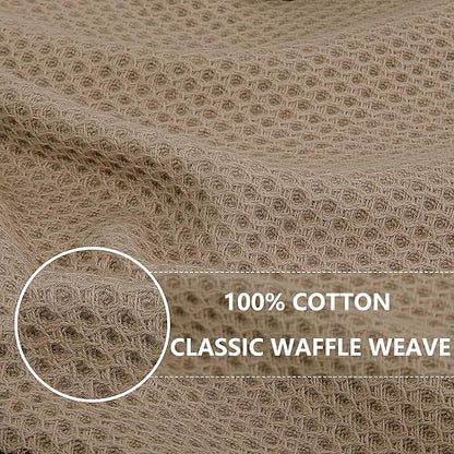 Homaxy 100% Cotton Waffle Weave Kitchen Dish Towels, Ultra Soft Absorbent Quick Drying Cleaning Towel, 13 x 28 Inches, 6-Pack, Tan