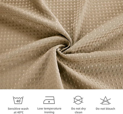 LaCyan 3 in 1 Waterproof Waffle Weave Shower Curtain and Clear Liner Set with 6 Stainless Steel Hooks Double Sided for Bathroom 72 Inches Heavy Duty Polyester Fabric Shower Curtains 36x72
