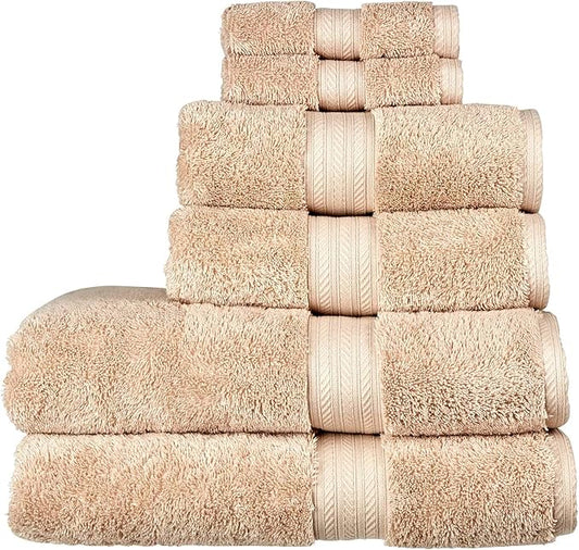 Christy Renaissance 6 Piece Beige Towel Set | 100% Egyptian Cotton | Luxury Bathroom Towels | Soft and Super Absorbent | 675 GSM | 2 Bath 2 Hand 2 Face | Driftwood
