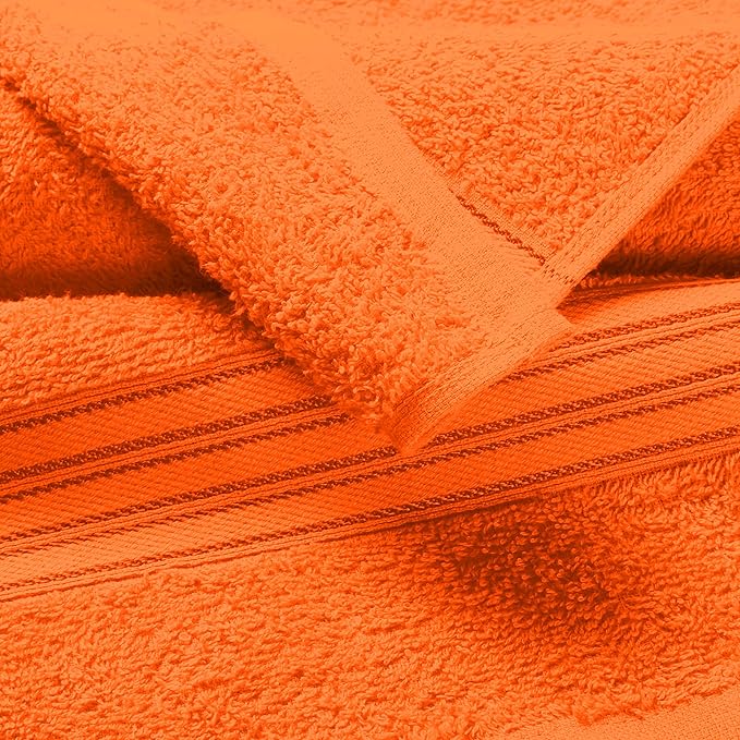 BOUTIQUO Ultra Soft Cotton 6 -Piece Hand Towel Set 16x24 Inch, Ideal for use in Bathroom, Kitchen, Gym, Spa & General Cleaning, Compact & Lightweight Multi Purpose Hand Towels - Orange
