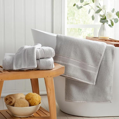 Springtree Home Luxury Bamboo Rayon Bath Towel Set of 4 | 35% Bamboo Rayon - 65% Cotton | Absorbent Quick-Dry Towels for Bathroom | Oeko-TEX Standard 100 Cotton | Grey - 4 Pack