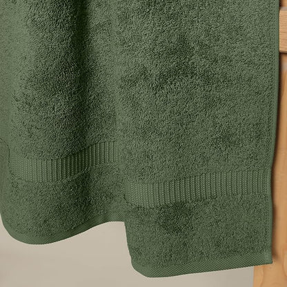 SALBAKOS 100% Turkish Cotton Bath Towel Set of 4 27x54 inch | Heirloom Quality | Hotel & Spa Collection | Ultra Soft, Super Absorbent, Long Lasting Bath Towels | Made in Turkey (Green, 4 Bath Towels)