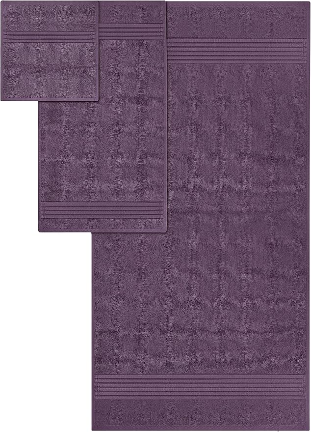 Utopia Towels 8 Piece Premium Towel Set, 2 Bath, 2 Hand, and 4 Washcloths, 100% Ring Spun Cotton, Highly Absorbent Towels for Bathroom, Sports, and Hotel, Plum