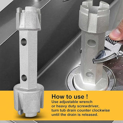 Tub Drain Remover Wrench - Dual Ended for Bath & Shower Drains, Closet Spuds - Heavy Duty Aluminum