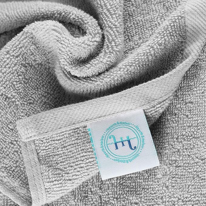 Hearth & Harbor Washcloths 12 Pack - 100% Cotton Washcloth for Body and face, High Absorbent and Soft 13"x13" Body Wash Cloth, Quick Dry - Silver Grey Washcloths