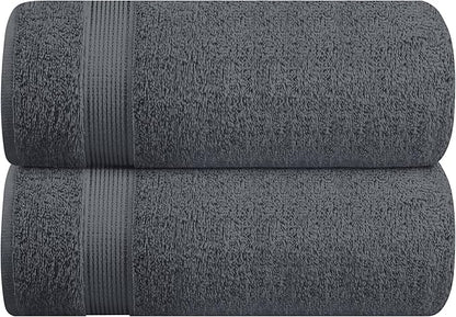 Belizzi Home Cotton 2 Pack Oversized Bath Sheet 35x70, Large Bath Sheet, Ultra Soft, Absorbent, Compact, Eco-Friendly, Recyclable, Quick Drying and Lightweight Towel - Charcoal Grey