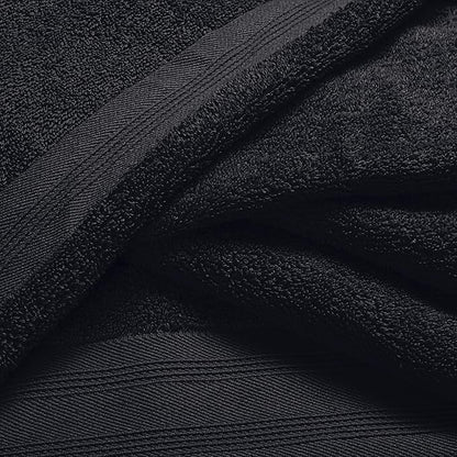 Ultra Soft 6 Pack Cotton Towel Set, Contains 2 Bath Towels 28x55 inch, 2 Hand Towels 16x24 inch & 2 Wash Coths 12x12 inch, Ideal Everyday use, Compact & Lightweight - Black