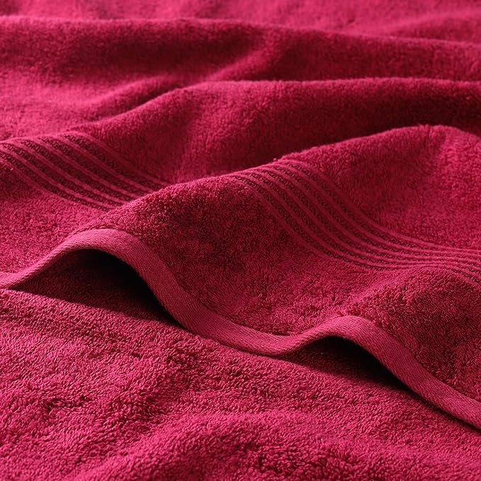 Superior Egyptian Cotton 2-Piece Bath Sheet Towel Set, Oversized Body Towels For Adults And Kids, Large Towel For Bath, Shower, Guest Bathroom, Spa, Gym, Resort, Essentials, Airbnb, Burgundy