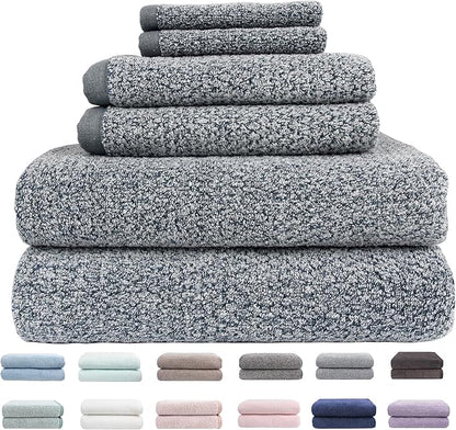 Everplush Diamond Jacquard 6 Pieces Bath Towel Set, Luxury Super Soft Oversized everplush Towels, Highly Absorbent everplush Diamond Jacquard Quick Dry Bath Towel for Bathroom Dusk
