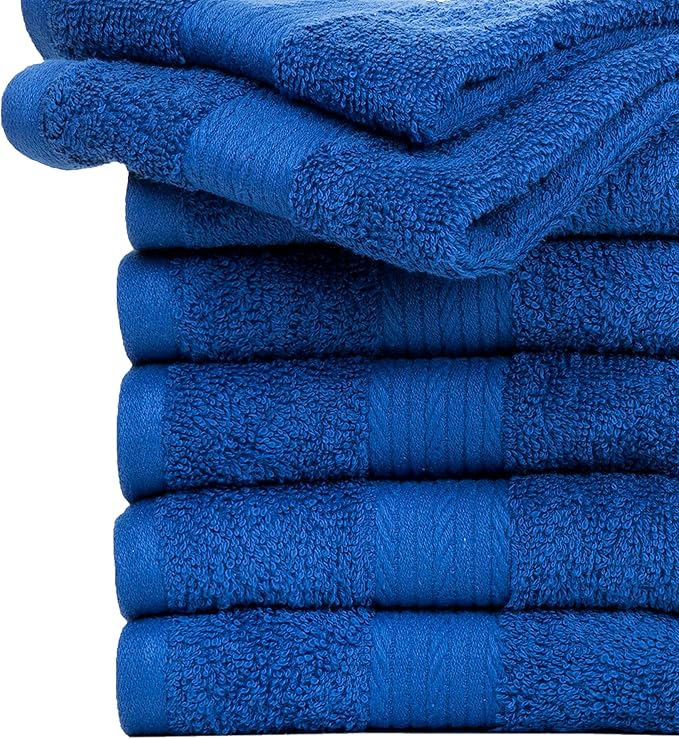 Ample Decor Wash Cloths, 600 GSM 100% Cotton Soft Absorbent Ideal for Bathroom, Pool, Spa - Set of 20, Navy Blue