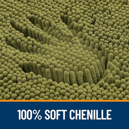 OLANLY Bathroom Rugs 44x24, Extra Soft Absorbent Chenille Bath Rugs, Rubber Backing Quick Dry, Machine Washable Bath Mats for Bathroom Floor, Tub and Shower, Home Decor Accessories, Willow Green