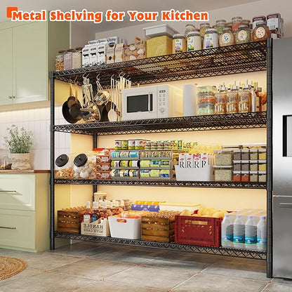 REIBII 60" W Storage Shelves 2878LBS Metal Shelving Unit with Wheels Heavy Duty Garage Shelving Adjustable Wire Shelves for Pantry,Kitchen,Garage,Basement,Business,Warehouse,School,60”W ×24”D×65.3”H