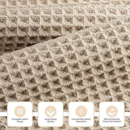 New Microfiber Waffle Bath Towels, 3 Pieces, Oversized, Soft, Absorbent, Fast Drying, Lint Free, Includes Bath, Face and Hand Towels