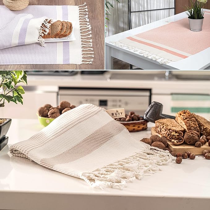 Ruvy Home Basics Turkish Hand Towels for Bathroom Set of 2 | 18"x40", Cotton | Decorative Towel for Bathroom, Kitchen, Dishcloth, Tea, Yoga, Face, Gym - Orange