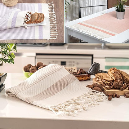 Ruvy Home Basics Turkish Hand Towels for Bathroom Set of 2 | 18"x40", Cotton | Decorative Towel for Bathroom, Kitchen, Dishcloth, Tea, Yoga, Face, Gym - Orange