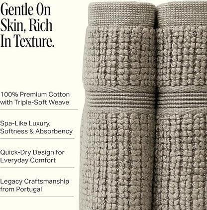 Preston Lane Douro Washcloth Set – 2 Pack Luxury Cotton Towels, Ultra Soft & Absorbent, Quick-Dry Spa-Quality Bathroom Towels, Made in Portugal, Eucalyptus