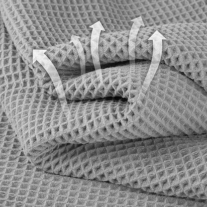 Microfiber Waffle Hand Towels, 4 Pieces, Soft, Absorbent, Fast Drying, Lint Free (Silver)