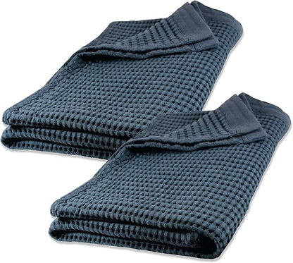 GILDEN TREE Waffle Bath Sheet Quick Dry Towel, Thin Luxury Bath Towels, 40x80 Large Bath Towels 2 Pack Bath Sheets, Modern Style (Midnight Blue)