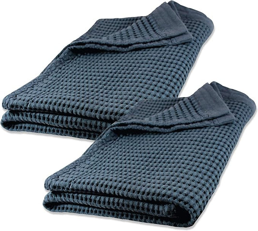 GILDEN TREE Waffle Bath Sheet Quick Dry Towel, Thin Luxury Bath Towels, 40x80 Large Bath Towels 2 Pack Bath Sheets, Modern Style (Midnight Blue)