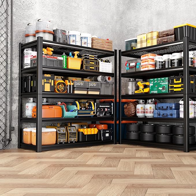 71"H Garage Shelving Heavy Duty Storage Shelves, 5-Tier Adjustable Metal Shelving Unit, Utility Garage Organizer Shelf for Basement, Pantry, Warehouse, supermarket, 45.6"W x 17.7"D x 71.2"H