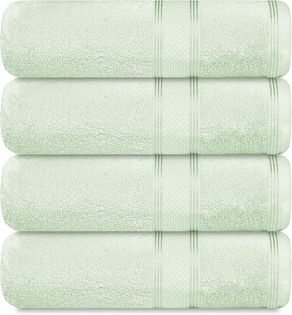 Casa Lino Light Sage Green Bath Towels Set of 4 (54" x 27") - Large Bathroom Towel Set - 100% Cotton Towels for Bathroom - Highly Absorbent & Quick Dry Bath Towel Multipack - New Apartment Essentials