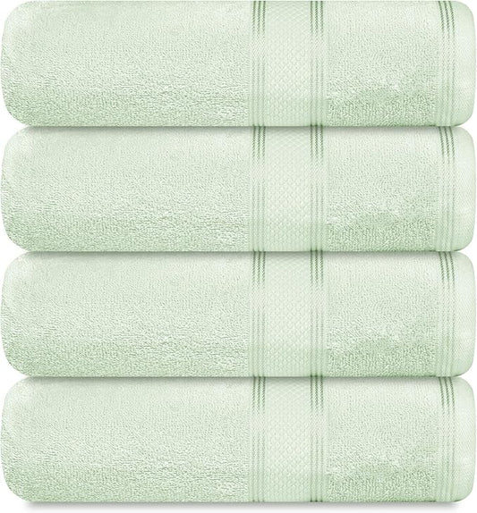 Casa Lino Light Sage Green Bath Towels Set of 4 (54" x 27") - Large Bathroom Towel Set - 100% Cotton Towels for Bathroom - Highly Absorbent & Quick Dry Bath Towel Multipack - New Apartment Essentials