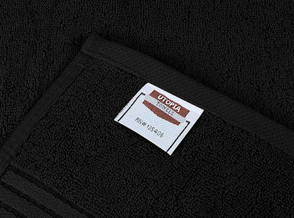 Utopia Towels 48-Piece Premium Towel Set, 12 Bath Towels, 12 Hand Towels, and 24 Wash Cloths, 100% Ring Spun Cotton Highly Absorbent Towels for Bathroom, Sports, and Hotel (Black)