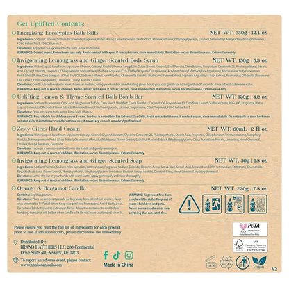 Nurture by Nature RELAX & UPLIFT Spa Kit for Women – Birthday Gifts for Women – 6 Piece Gift Basket with Hand Soap, Body Scrub, Hand Cream & More - Vegan Self Care Kit - Relaxation Gifts for Her