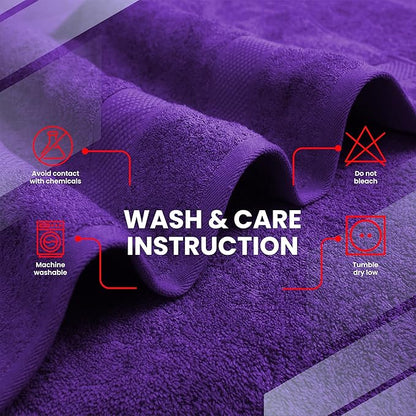 Infinitee Xclusives Luxury 100% Ring-Spun Cotton Bath Towels Set of 4 (27x54 inches) – Soft, Absorbent & Quick-Drying Towels for Bathroom, Gym, Spa & Hotel Use (Profound Purple, Bath Towels)