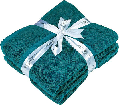 HILLFAIR-900 GSM-100% Ringspun Cotton Floor Towels mat- Hotel-Spa Tub-Shower Bathroom Floor mat Towels- 21 x 34 Inch - Terry Cotton Bath Mats, Machine Washable, Absorbent- 2 Peice Towel Set- Teal