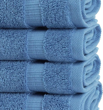 Chakir Turkish Linens | Hotel & Spa Quality 100% Cotton Premium Turkish Towels | Soft & Absorbent (4-Piece Washcloths, Wedgewood)