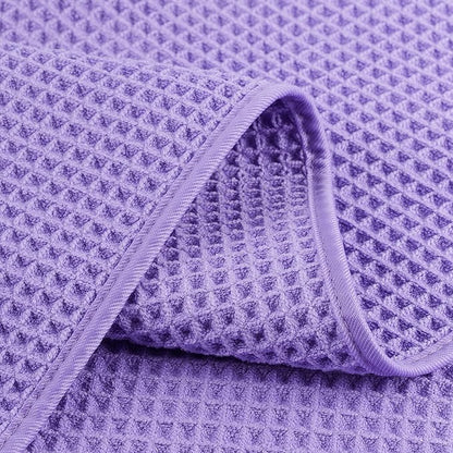 POLYTE 430 GSM Microfiber Lint Free Washcloth Face Towel, 13 x 13 in, 4 Pack (Waffle Weave)