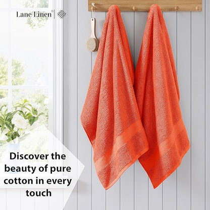 LANE LINEN 4 Pack Bath Towels (28"x54") - 100% Ring Spun Cotton Towels Set for Bathroom - Quick Dry, Ultra Soft & Absorbent Large Bath Towel Set - Can be Used for Salon, Spa & Hotel - Tiger Lily
