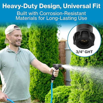 Aquor Utility Spray Nozzle – Heavy-Duty Garden Hose Nozzle with Dual Flow Control, Adjustable Jet to Cone Spray, Water Hose Sprayer for Lawn, Car Wash, Dog Wash, Cleaning, and Gardening – Jet Black