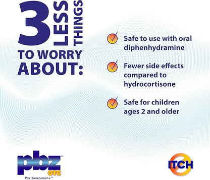 PBZ OTC Antihistamine Cream with 1% Tripelennamine, Kid Safe Itch Relief, 1 oz
