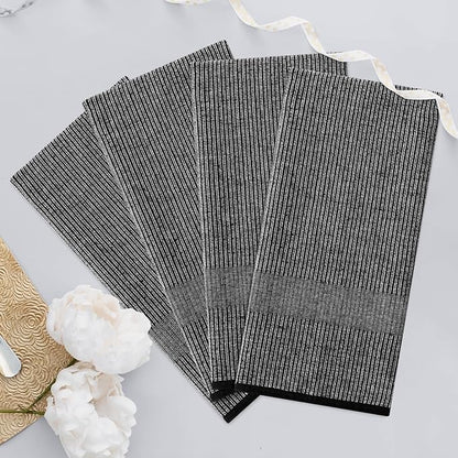 Homaxy Premium Kitchen Towels(18”x 28”, 6 Pack), Large Cotton Kitchen Hand Towels, Flat and Terry Dish Towels, 380 GSM Highly Absorbent Tea Towel Set with Hanging Loop, Black