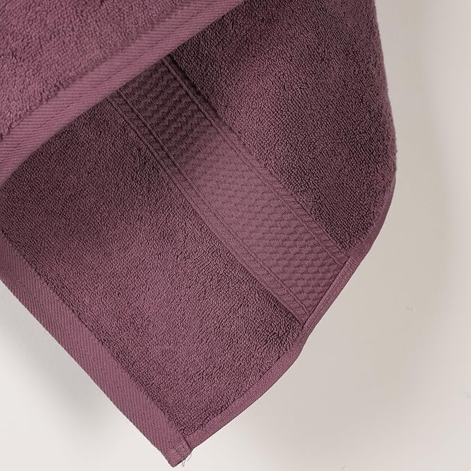 Superior Egyptian Cotton Pile Bath Towel Set of 2, Ultra Soft Luxury Towels, Thick Plush Essentials, Absorbent Heavyweight, Guest Bath, Hotel, Spa, Home Bathroom, Shower Basics, Plum