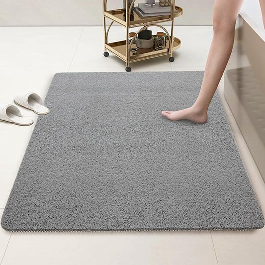 HOMBYS 58 x 32 Extra Large Shower Mat for Shower Stall Tub, Non Slip Bath Mat Bathroom Accessories, PVC Loofah Mats for Shower and Bathroom, Quick Drying, (Grey, 58"x32")
