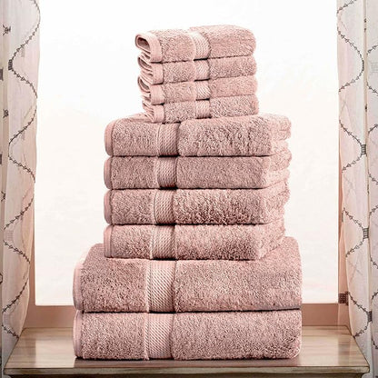 BLUENILEMILLS Madison Egyptian Cotton Towels, Towel Set for Bathroom, Shower, Hotel, Plush, 800 GSM, Highly Absorbent and Ultra-Soft Towels, Bath Essentials, 10 Piece Assorted Towel Set, Muted Mauve