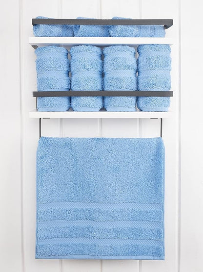 American Soft Linen Luxury Hand Towels for Bathroom, 600 GSM 100% Cotton Turkish 4 Piece Hand Towel Set, 600 GSM Hand Face Towels for Kitchen, Sky Blue Hand Towels