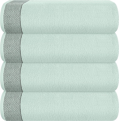 Belizzi Home Ultra Soft 4 Pack Oversized Bath Towel Set 27x54 inches, 100% Cotton Bath Towels, Highly Absorbant Compact Quickdry & Lightweight Towel, Ideal for Gym Travel Camp Pool - Sea Green